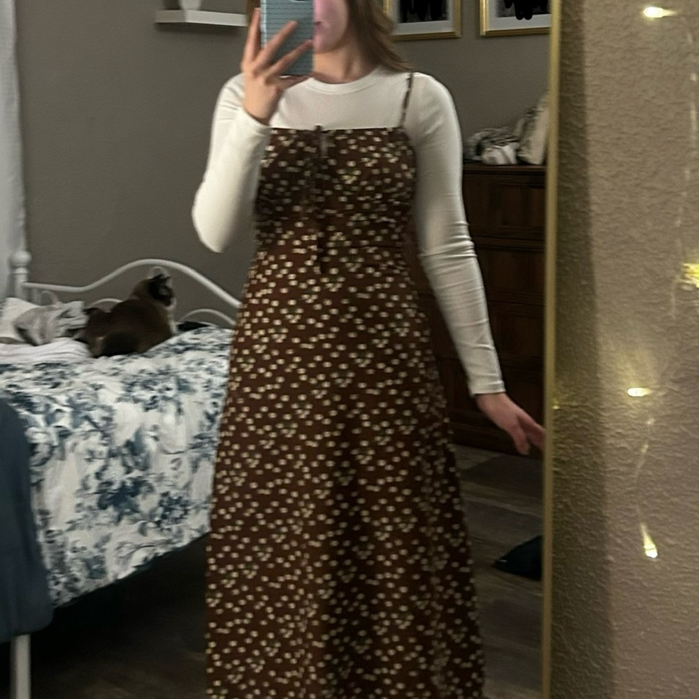Brown Floral Women's Dress